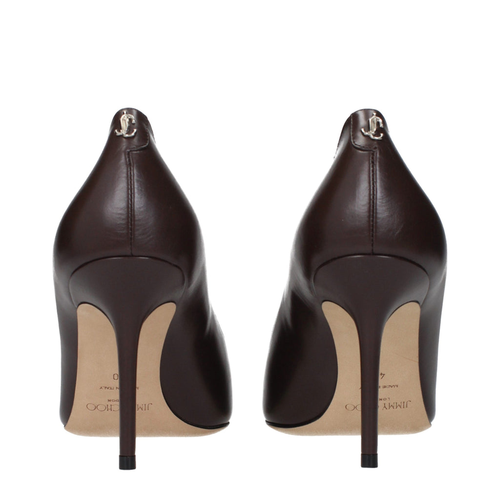 Brown Leather High Heel Pumps