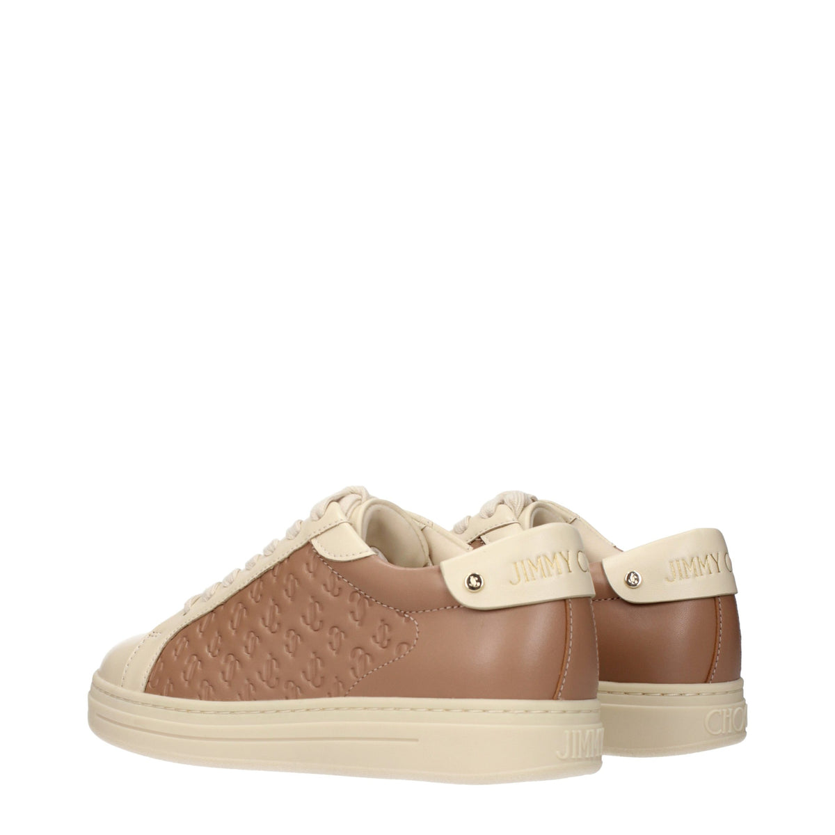 Beige Leather Low Top Sneakers