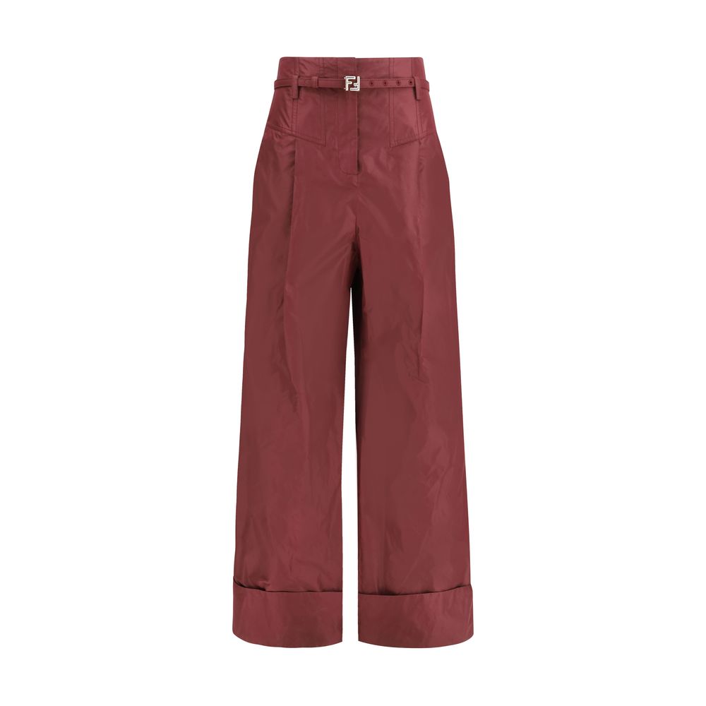 Bordeaux Silk Casual Pants