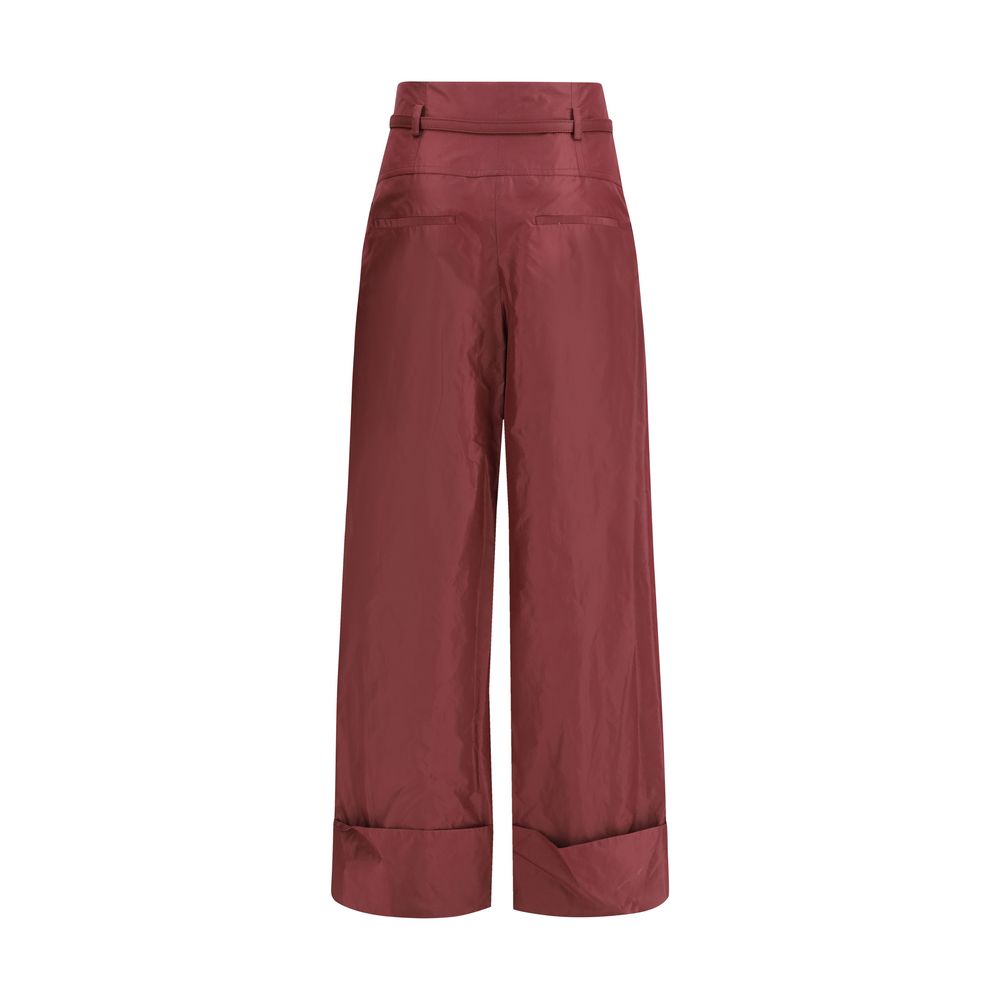Bordeaux Silk Casual Pants