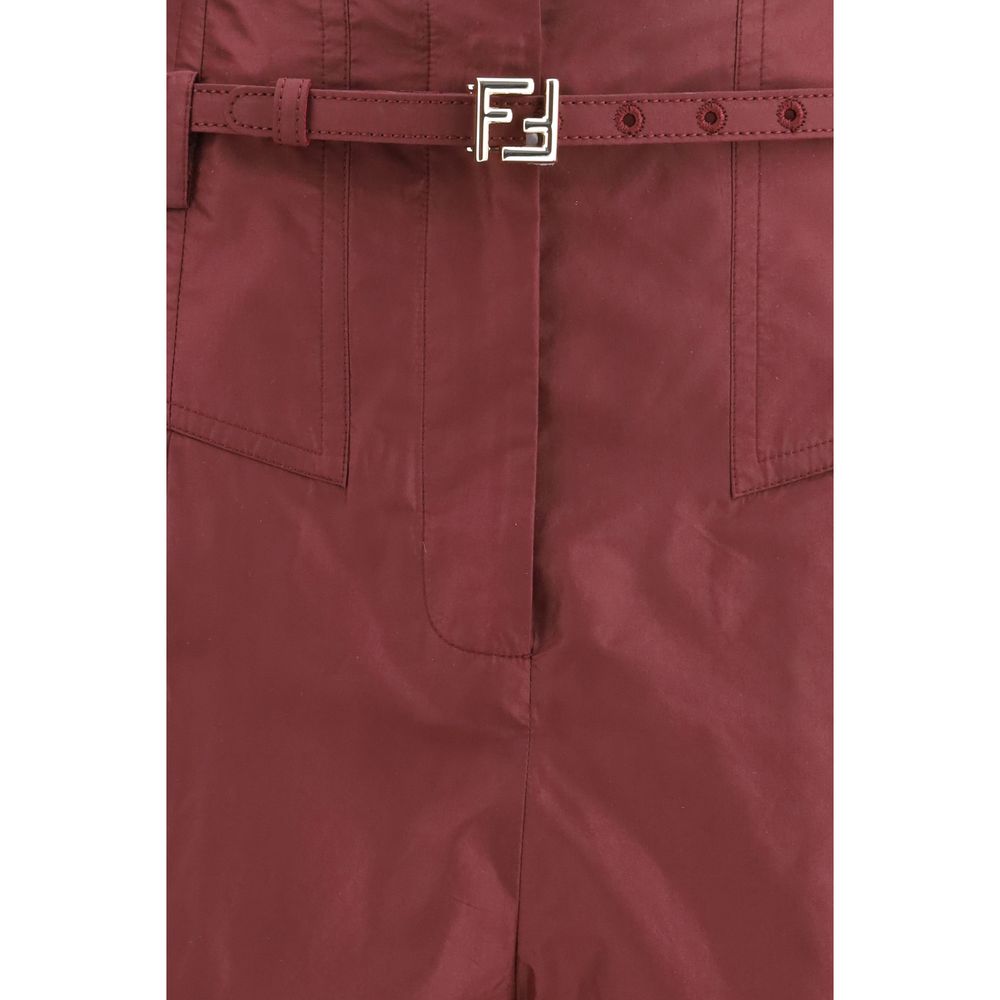 Bordeaux Silk Casual Pants